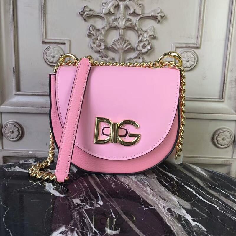 D&G Shoulder Chain Bag BB6343 Plain Litchi Pink